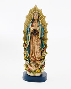 9" OLO Guadalupe with Roses Hand Painted Statue