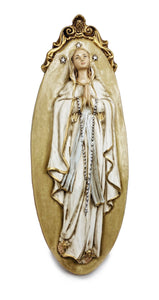 17" Our Lady of Lourdes Hand Painted Plaque