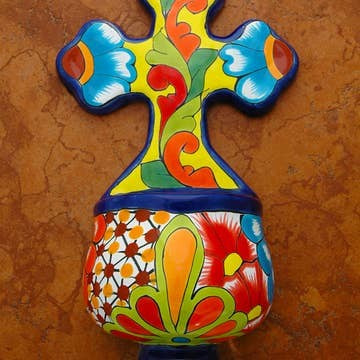 Mexican Talavera Holy Water Font