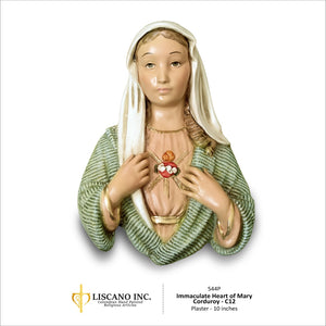 10" Immaculate Heart of Mary Corduroy Hand Painted Plaque