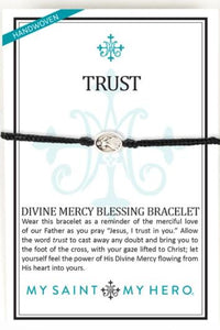 Trust Divine Mercy Blessing Bracelet Silver & Black