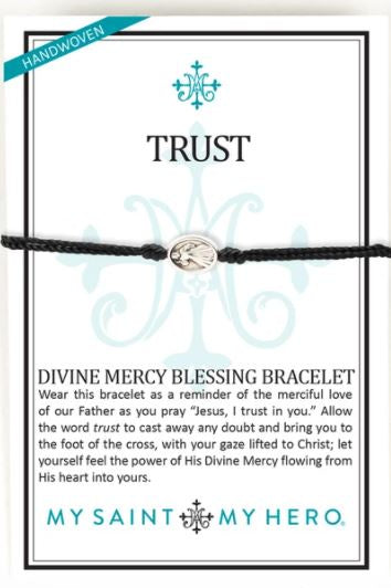 Trust Divine Mercy Blessing Bracelet Silver & Black