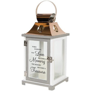 Memory Becomes a Treasure Memorial Lantern with Flicker Pillar Candle