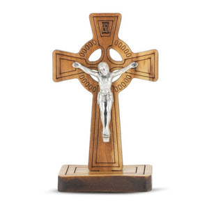 2 1/4" Olive Wood Standing Celtic Crucifix