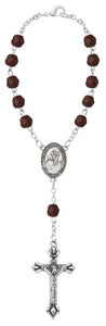 St Christopher Garnet January Birthstone Auto Rosary