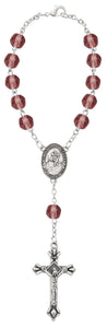 St Christopher Light Amethyst June Birthstone Auto Rosary