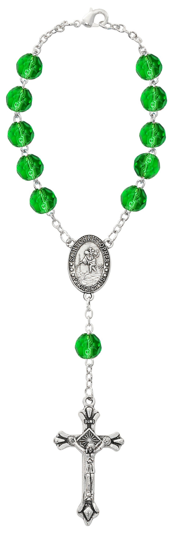 St Christopher Peridot August Birthstone Auto Rosary