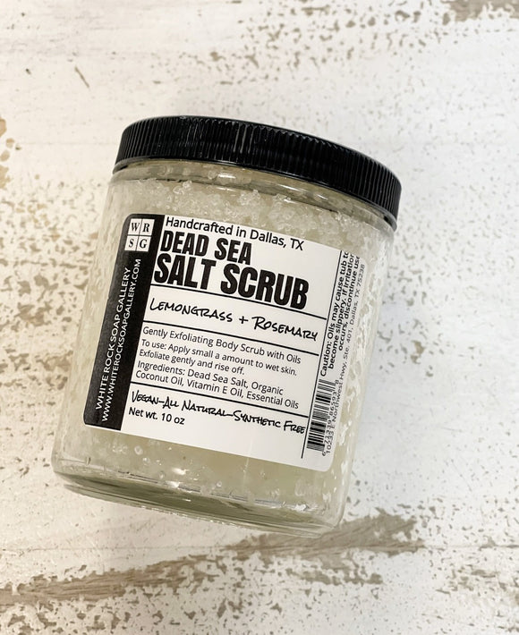 Dead Sea Salt Scrub - Exfoliating (Lemongrass + Rosemary + Orange + Frankincense)