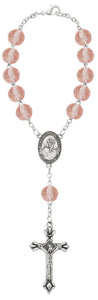 St Christopher Rose October Birthstone Auto Rosary