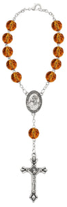 St Christopher Topaz November Birthstone Auto Rosary