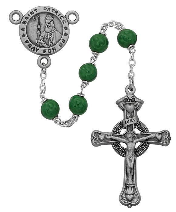 7mm Green St Patrick Rosary