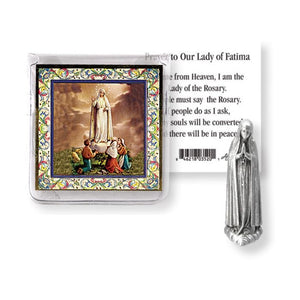 Our Lady of Fatima Pocket Statue with Holy Card in a Clear Pouch