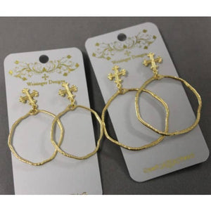 Cross Post Earrings with Hoops