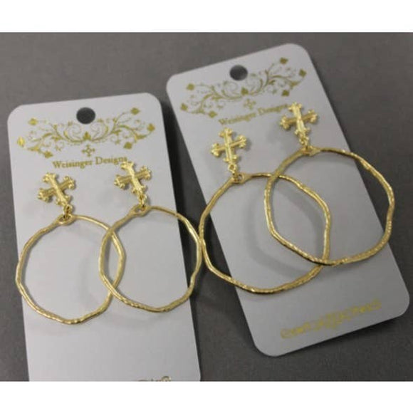 Cross Post Earrings with Hoops