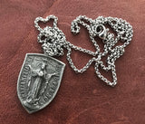 Crucifix Shield Men's Necklace 24 Inch Chain