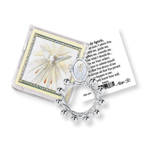 Holy Spirit Finger Rosary with Holy Card in a Clear Pouch