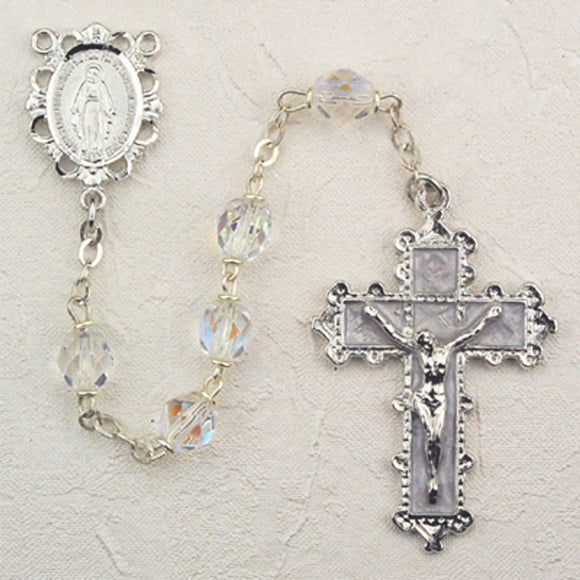 6mm Crystal Rosary Enamel Crucifix