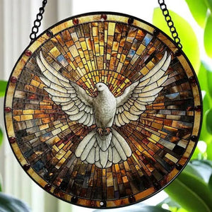 6" Religious Dove Stained Glass Suncatcher