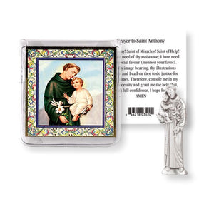 Saint Anthony Pocket Statue with Holy Card in a Clear Pouch