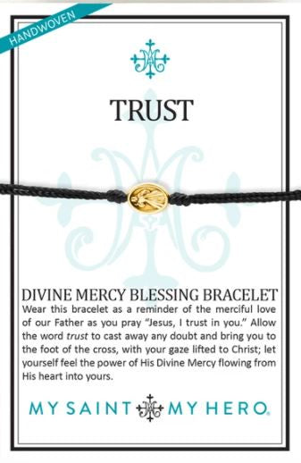 Trust Divine Mercy Blessing Bracelet Gold & Black