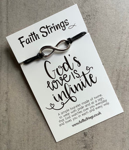 God's Love Is Infinite String Bracelet with Infinity Charm