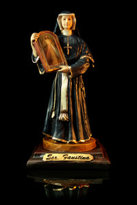10" St Faustina Hand Painted Statue