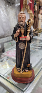 8.5" St Benedict with Medal Hand Painted Statue