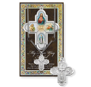 Pewter Medal with Prayer Card 24 Inch Chain