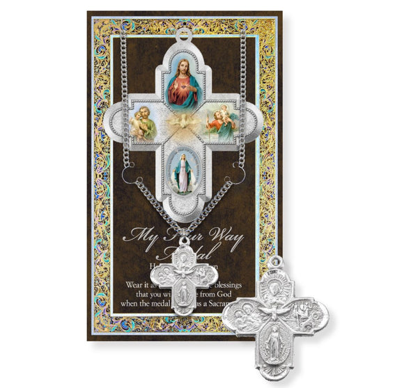 Pewter Medal with Prayer Card 24 Inch Chain