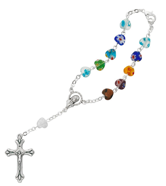 Murano Glass Heart Auto Rosary