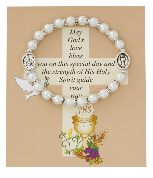 Pearl Stretch Bracelet Holy Spirit/Communion