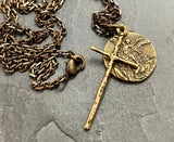 St Michael & Cross Men's Necklace 24 Inch Chain