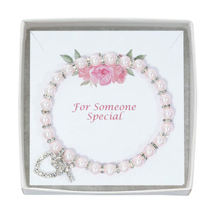 Pink Pearl Crystal Stretch Bracelet