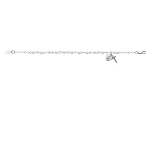 6 1/2 Sterling & Pearl Bracelet w/Miraculous Medal & Crucifix