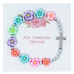 Kids Multi-Color Flower Stretch Bracelet