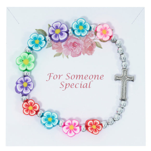 Kids Multi-Color Flower Stretch Bracelet
