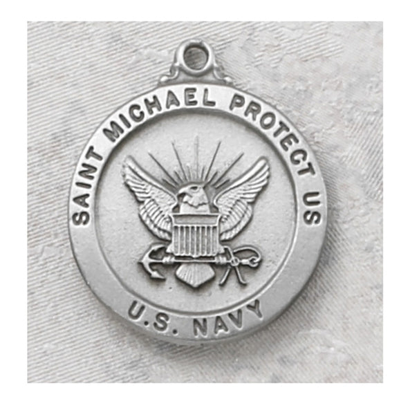 US Navy St Michael Pewter Medal 24 Inch Chain