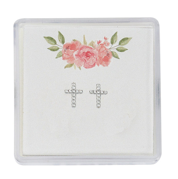 Crystal Studded Cross Earrings