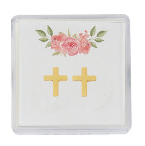 Gold Tone Cross Earrings