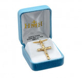 16kt Gold over SS High Polish Plain Crucifix 20Inch Chain