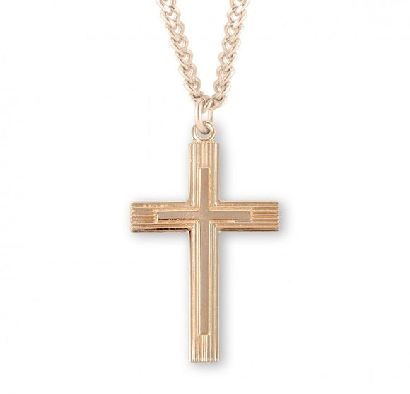 Gold Over Sterling Cross 24 Inch Chain