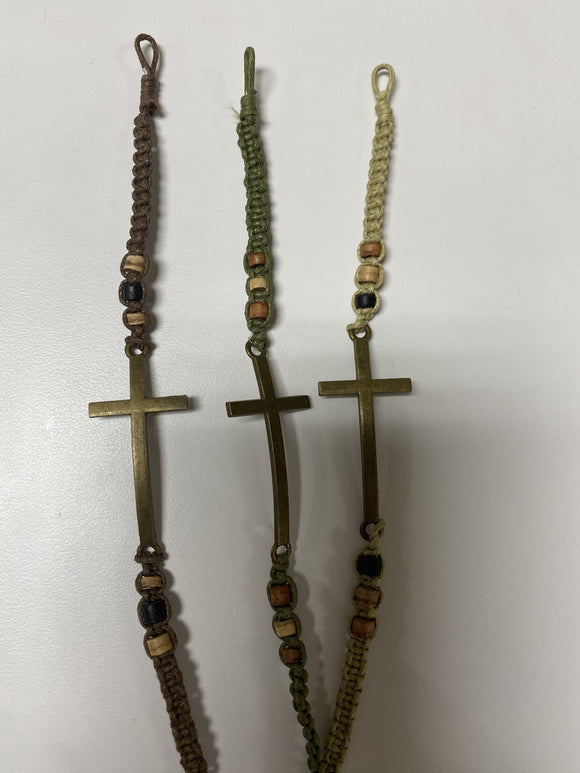 Friendship Bracelet Metal Cross Assorted