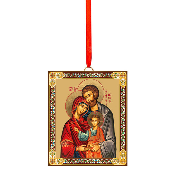 Holy Family Wooden Icon Christmas Ornament