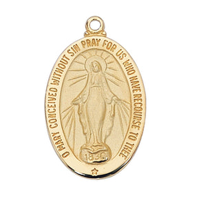 1" Gold Over SS Miraculous Medal Necklace 20" Chain
