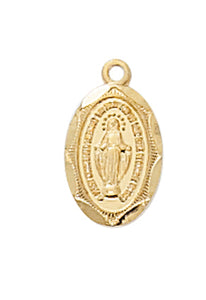 .4" Gold Over SS Miraculous Medal Necklace 16-18" Chain