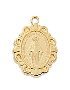 .5" Gold Over SS Miraculous Medal Necklace 16-18" Chain