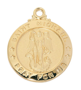 Gold over Sterling St Michael Necklace 20 Inch Chain