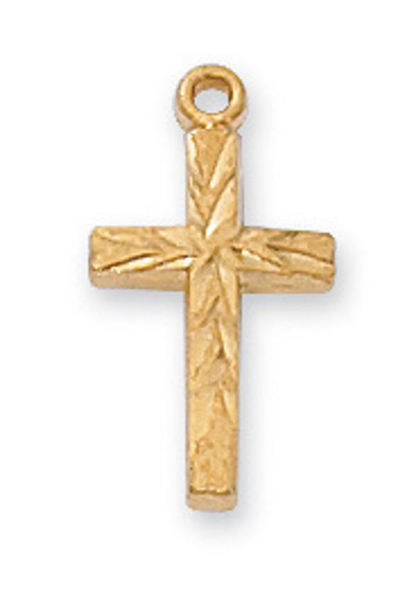 SS Over Gold Engraved Baby Cross Necklace
