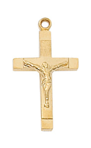 Small .8" GF/SS Crucifix Necklace 16-18" Chain