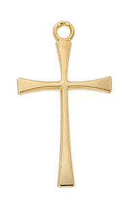 .9" Gold Over SS Flared Cross Necklace 16-18" Chain
